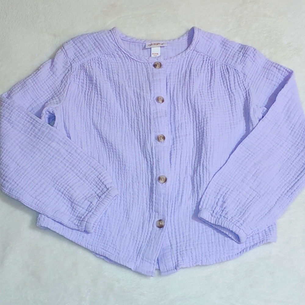 🎁Cat & Jack button up blouse sz M 7/8